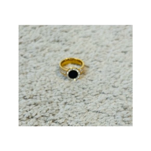 Gold Plated Onyx Gemstone Ring. NWOT - Picture 3 of 4